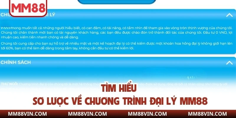 Đại Lý MM88 - Hợp Tác Làm Giàu Với Mức Hoa Hồng Lên Đến 60% 2 Tìm hiểu sơ lược về chương trình đại lý MM88